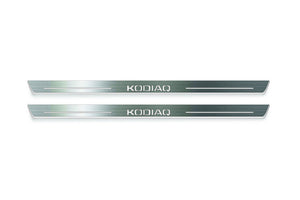 Skoda Kodiaq II NS7 2023+ Stainless Steel LED Door Sills – Kodiaq Logo