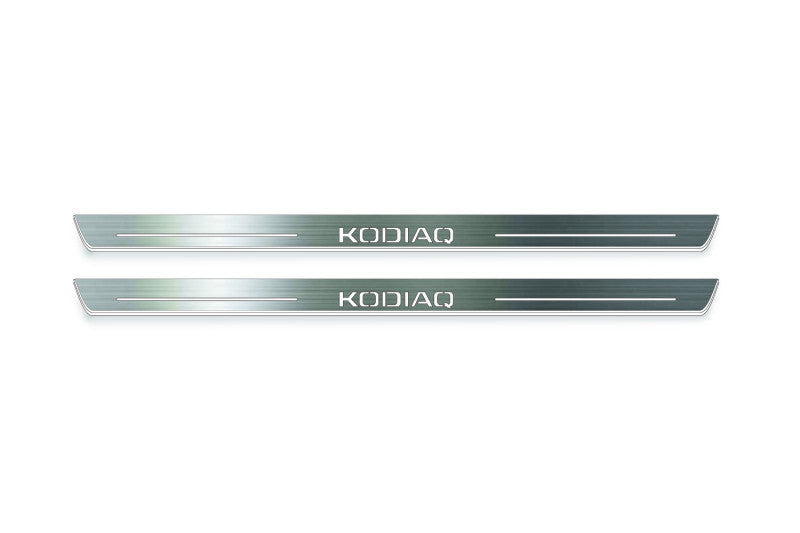 Skoda Kodiaq II NS7 2023+ Stainless Steel LED Door Sills – Kodiaq Logo