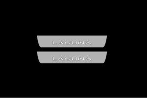 Illuminated LED Door Sill Tread Plates Renault Laguna III 2007-2015 With Laguna Logo Renault Led Door Sills opdesign