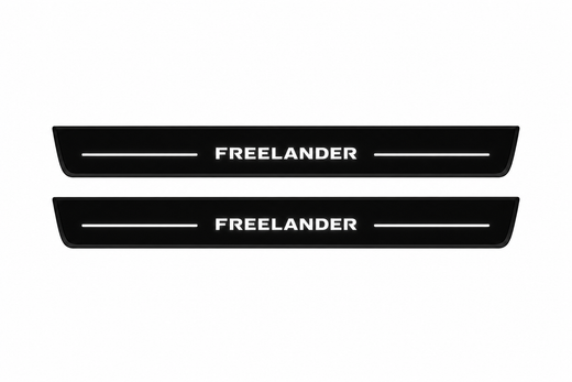 Land Rover Freelander 2 L359 2006–2014 — Matte PRO LED Door Sills — Freelander Logo