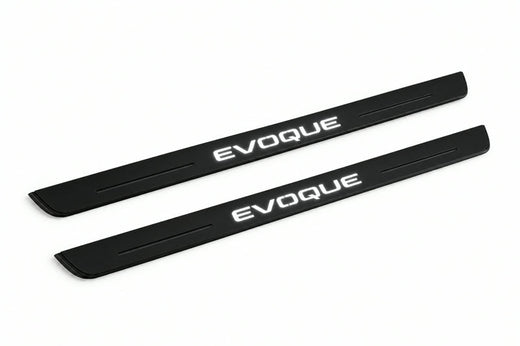 Land Rover Range Rover Evoque L538 2011–2018 — Matte PRO LED Door Sills — Evoque Logo