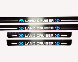 LED door sill plates for Toyota LC 200 2007+ stainless steel with Land Cruiser logo