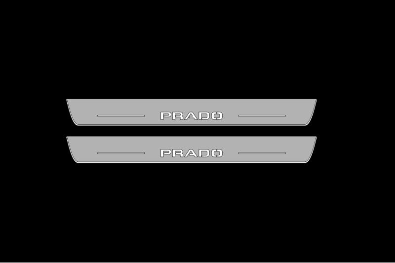 Illuminated LED Door Sill Tread Plates Toyota Prado 250 2023+ With Prado Logo Toyota Led Door Sills opdesign