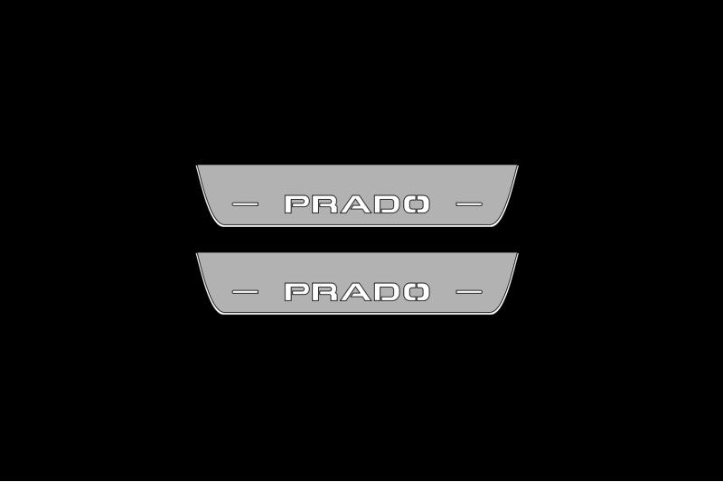 Illuminated LED Door Sill Tread Plates Toyota Prado 250 2023+ With Prado Logo Toyota Led Door Sills opdesign