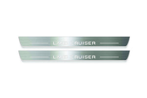 Toyota LC 300 2021+ Stainless Steel LED Door Sills – Land Cruiser Logo