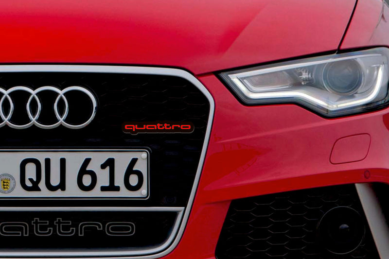 Audi Quattro LED Grille Badge on a grille