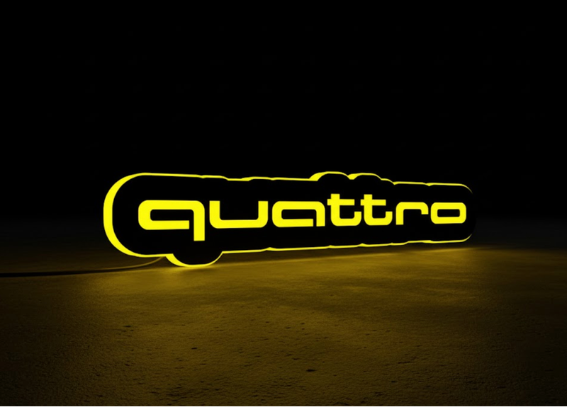 Audi Quattro LED Grille Badge illuminated at night