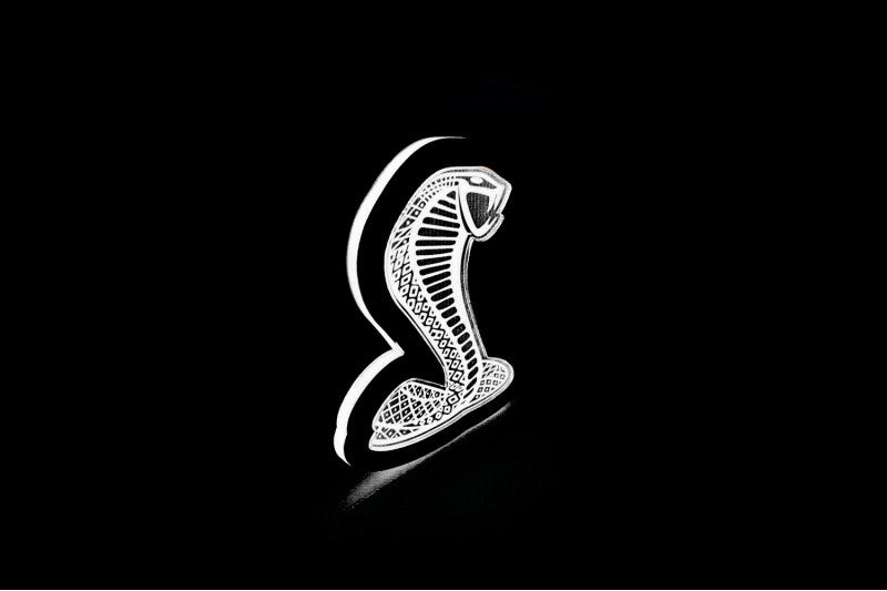 Ford Mustang Snake LED Grille Badge illuminated at night