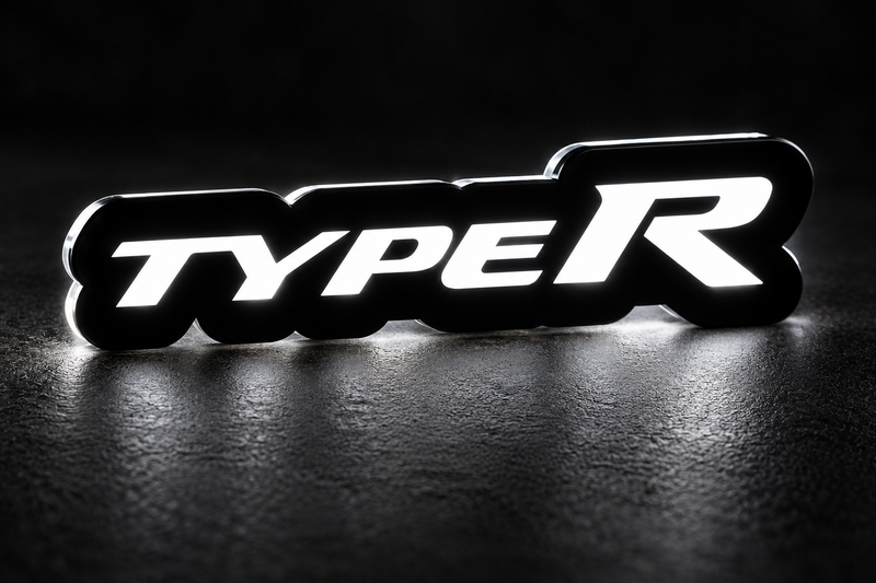 Honda TypeR (Var. 2) LED grille badge with lighting at night