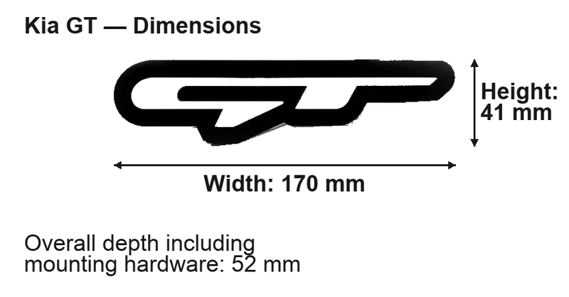 Kia KIA GT dimensions: 170 × 41 mm; overall depth including mounting hardware 52 mm
