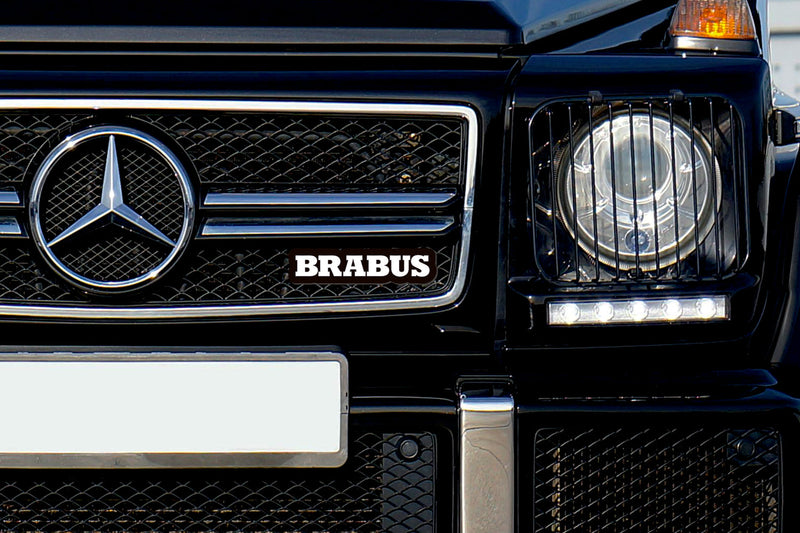 Mercedes Brabus LED Grille Badge on a grille