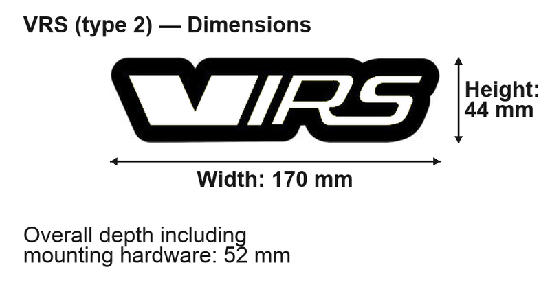 Skoda VRS (type 2) dimensions: 170 × 44 mm; overall depth including mounting hardware 52 mm