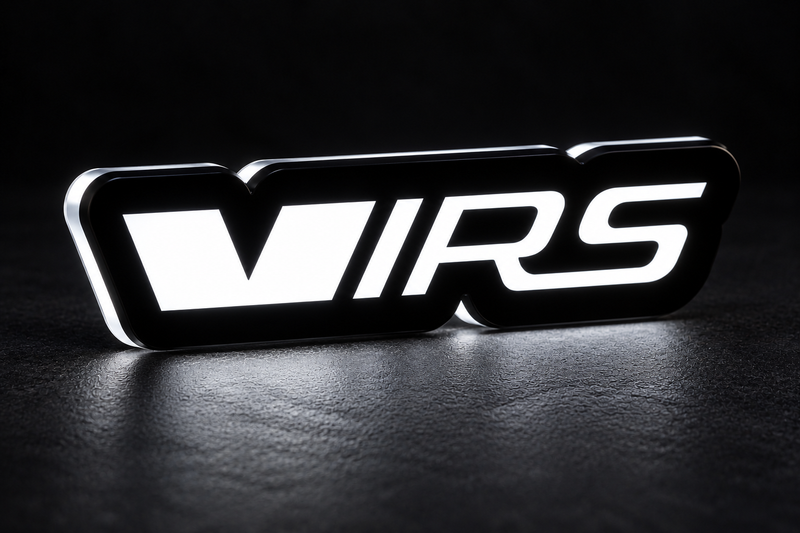 Skoda VRS (type 2) LED grille badge with lighting at night