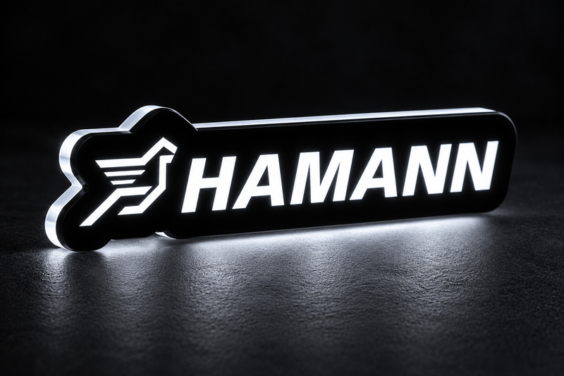 BMW Hamann LED grille badge with lighting at night