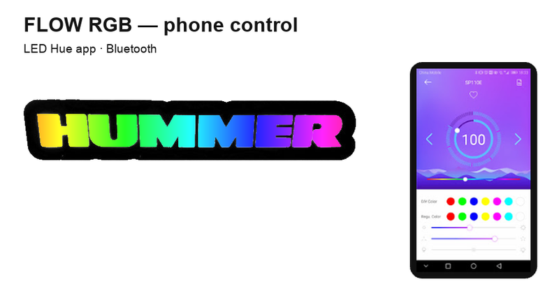 Hummer Hummer FLOW RGB lighting controlled using LED Hue via Bluetooth