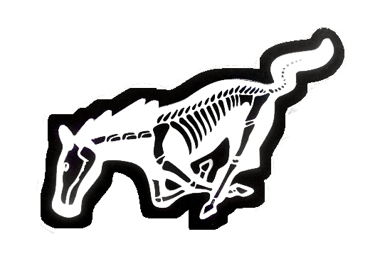 Ford Mustang Horse Skeleton LED Grille Badge — White lighting on white background
