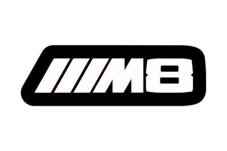 BMW ///M8 (type 2) LED grille badge — White lighting on white background