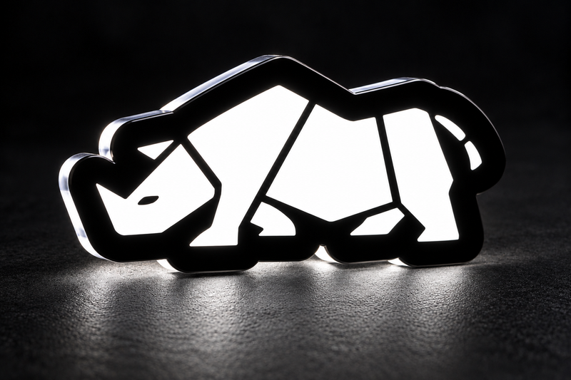 Suzuki Jimny Rhino LED grille badge with lighting at night