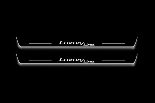 BMW X7 G07 2018–Present — Stainless Steel LED Door Sills — Luxury Line Logo