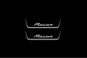 Porsche Macan I 2014-2024 LED Door Sills Illuminated Scuff Macan Logo Stainless Steel Entry Guards