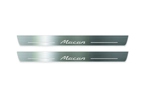 Porsche Macan I 2014-2024 LED Door Sills Illuminated Scuff Macan Logo Stainless Steel Entry Guards