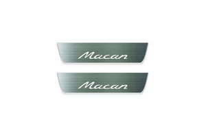 Porsche Macan I 2014-2024 LED Door Sills Illuminated Scuff Macan Logo Stainless Steel Entry Guards