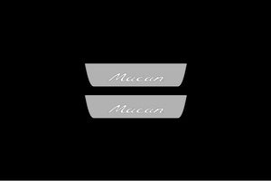 Illuminated LED Door Sill Tread Plates Porsche Macan I 2014-2024 With Macan Logo Porsche Led Door Sills opdesign