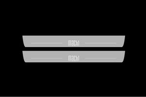 Illuminated LED Door Sill Tread Plates Ford Mustang VI 2015-2023 With MACH 1 Logo Ford Led Door Sills opdesign