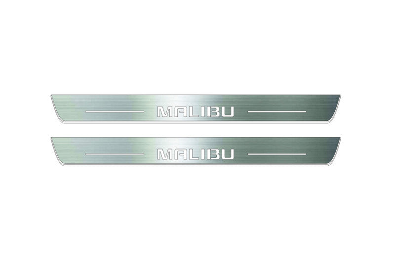 Chevrolet Malibu VIII 2012-2016 LED Door Sills Illuminated Scuff Malibu Logo Stainless Steel Entry Guards