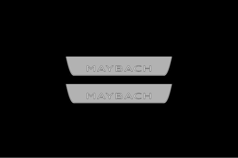 Illuminated LED Door Sill Tread Plates Mercedes S-Class W222 2013-2020 With Maybach Logo Mercedes Led Door Sills opdesign