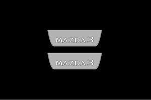Illuminated LED Door Sill Tread Plates Mazda 3 IV 2019+ With Mazda 3 Logo Mazda Led Door Sills opdesign
