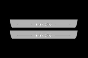 Illuminated LED Door Sill Tread Plates Acura MDX IV 2021+ With MDX Logo Acura Led Door Sills opdesign