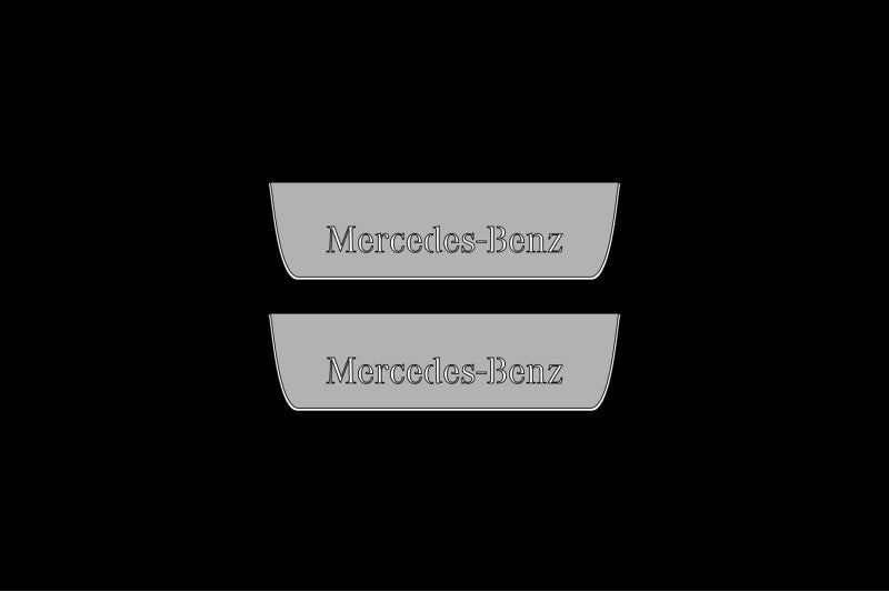 Illuminated LED Door Sill Tread Plates Mercedes EQE SUV 2022+ With Mercedes-Benz Logo Mercedes Led Door Sills opdesign