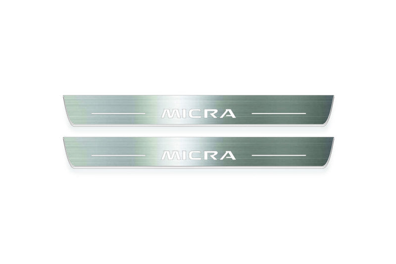 Nissan Micra V K14 2017+ Stainless Steel LED Door Sills – Micra Logo