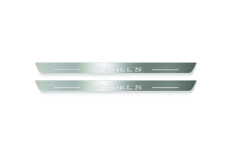 Tesla Model S 2012+ Stainless Steel LED Door Sills – Model S Logo