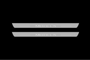 Illuminated LED Door Sill Tread Plates Tesla Model S 2012+ With Model S Logo Tesla Led Door Sills opdesign