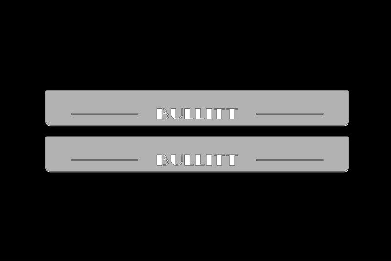 Illuminated LED Door Sills – Tread Plates Ford Mustang VII 2023+ With BULLITT Logo LED Illuminated Ford Led Door Sills opdesign