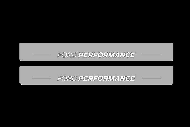 Illuminated LED Door Sill Tread Plates Ford Mustang VII 2023+ With Ford Performance Logo Ford Led Door Sills opdesign