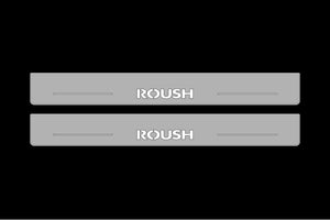 Illuminated LED Door Sill Tread Plates Ford Mustang VII 2023+ With Roush Logo Ford Led Door Sills opdesign