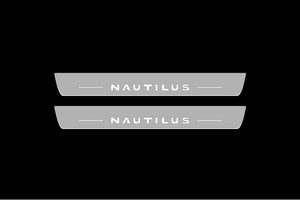 Illuminated LED Door Sill Tread Plates Lincoln Nautilus I 2019-2023 With Nautilus Logo Lincoln Led Door Sills opdesign