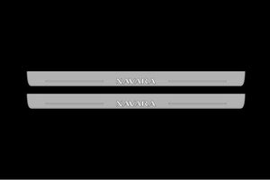 Illuminated LED Door Sill Tread Plates Nissan Navara III 2014+ With Navara Logo Nissan Led Door Sills opdesign
