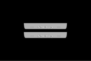 Illuminated LED Door Sill Tread Plates Nissan Navara III 2014+ With Navara Logo Nissan Led Door Sills opdesign