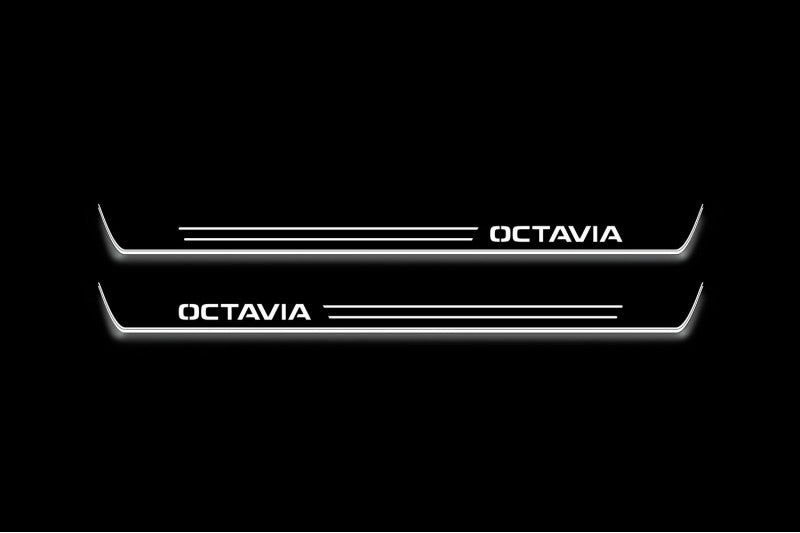 Skoda Octavia (A8) IV Stainless Steel LED Door Sills – Octavia Logo