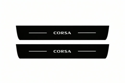 Opel / Vauxhall Corsa E 3-door Hatchback X15 2014–2019 — Matte PRO LED Door Sills — Corsa Logo