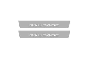Illuminated LED Door Sill Tread Plates Hyundai Palisade 2020+ With Palisade Logo Hyundai Led Door Sills opdesign