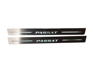 Volkswagen Passat B8 2015+ LED door sill plates stainless steel with Passat logo