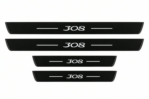 Peugeot 308 II T9 2012–2021 — Matte PRO LED Door Sills — 308 Logo