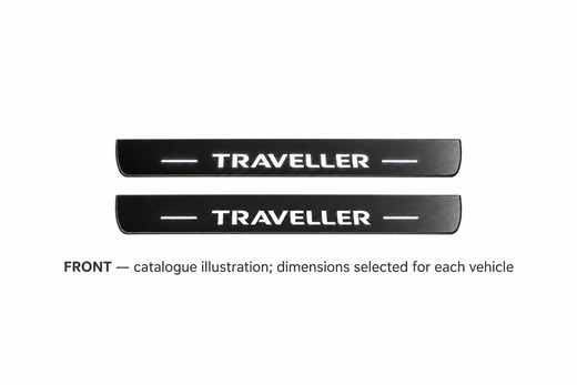 Peugeot Traveller 2016–2026 — Matte PRO LED Door Sills — Traveller Logo