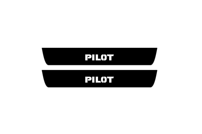 Honda Pilot II 2009-2016 Illuminated Matte Sill Plates with logo Pilot Honda Led Door Sills PRO opdesign