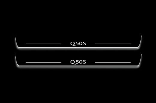 Infiniti Q50 Sedan V37 2013–2024 — Stainless Steel LED Door Sills — Q50S Logo